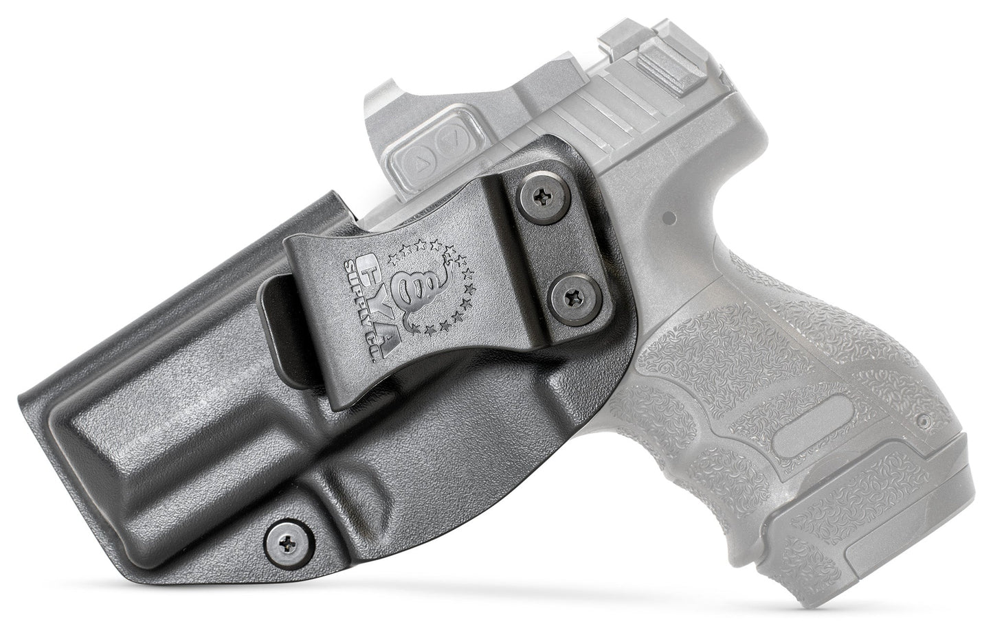 CYA black Base IWB holster with a black clip on a black hk vp9sk handgun