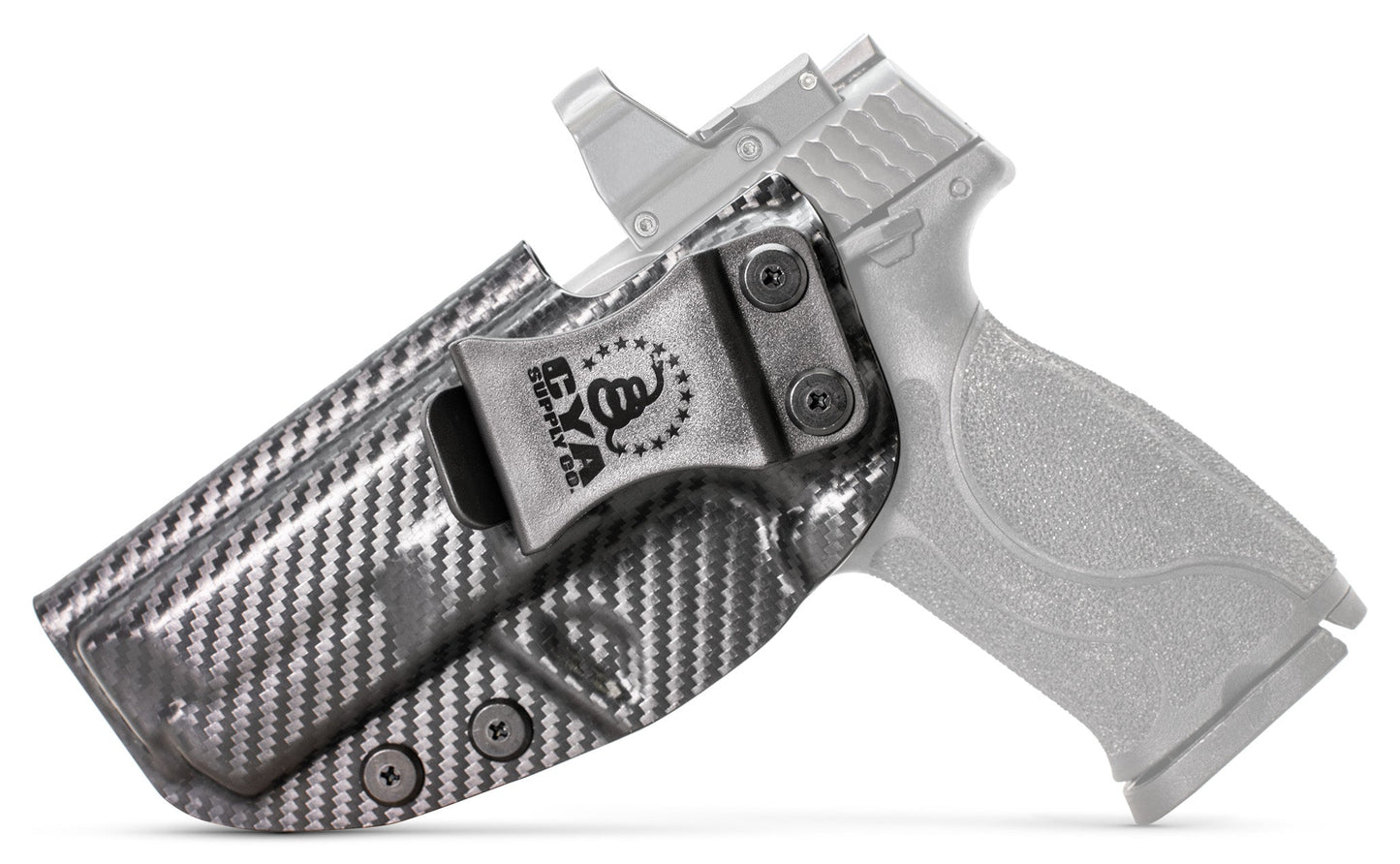 CYA Supply Co. Base IWB Full Size 4.25" Holster in Carbon Fiber color on a Smith & Wesson M&P M2.0