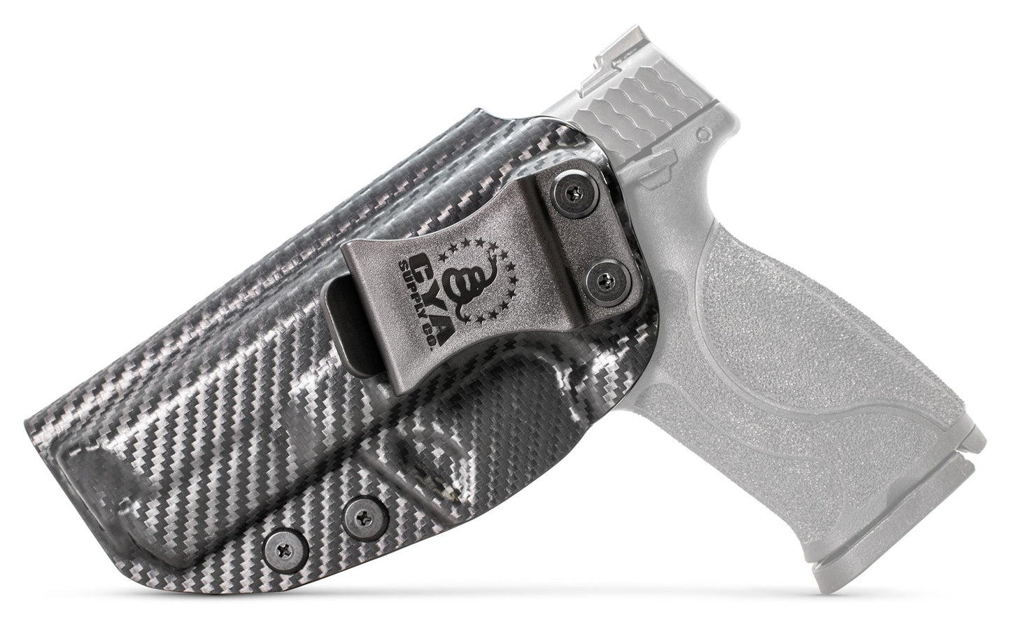 CYA Supply Co. Base IWB Full Size 4.25" Holster in Carbon Fiber color on a Smith & Wesson M&P M2.0
