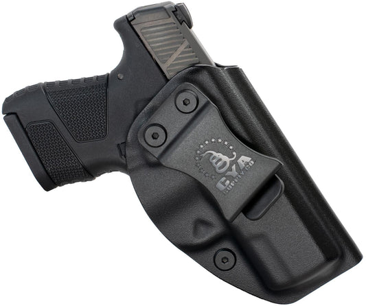 CYA black Base IWB holster on a black Mossberg MC1SC handgun