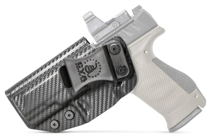 CYA Base IWB Full Size 4" Holster in black color on a silver Walther PDP Compact