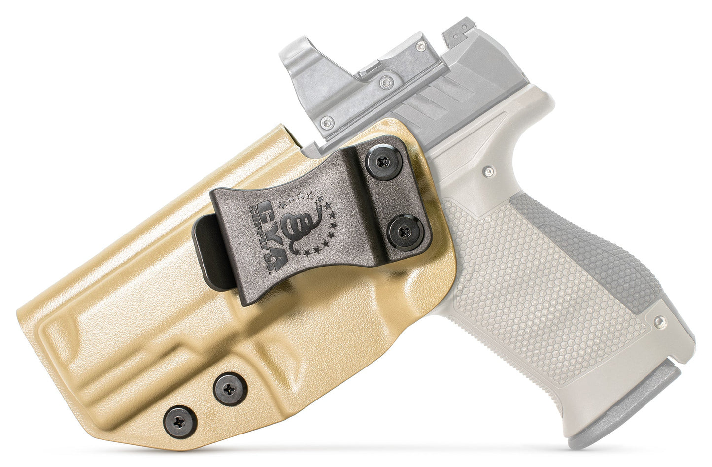 CYA Base IWB Full Size 4" Holster in Flat Dark Earth color on a silver Walther PDP Compact