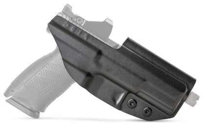 CYA black holster on a black cz p-10 c handgun